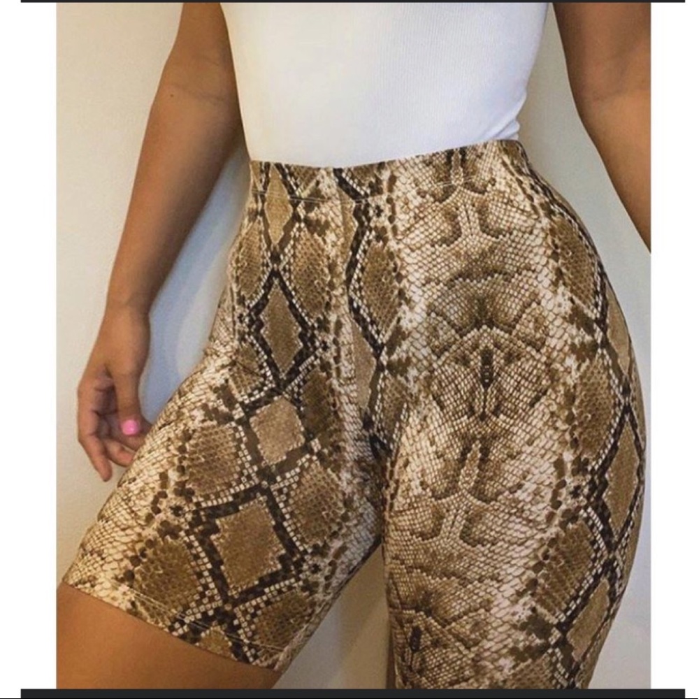 Snake Skin Print Bike Shorts